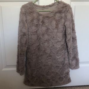 ◽️GREY FLUFFY HEART PATTERNED KIDS DRESS ◽️